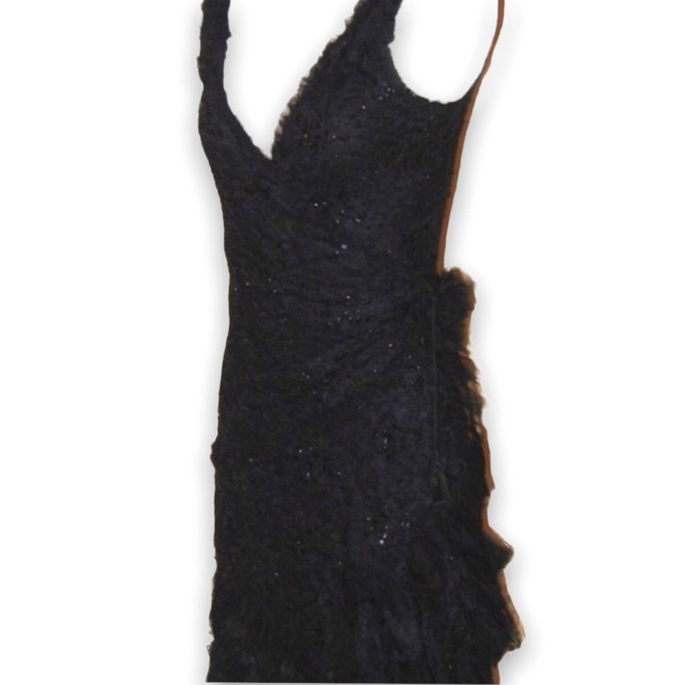 bebe Beaded Lace Wrap Dress